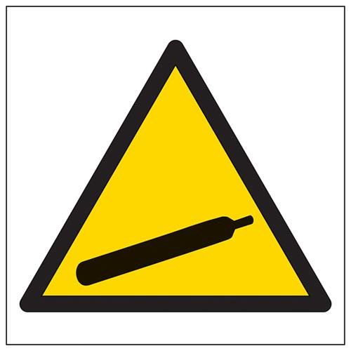 vsafety 61015 at-s "Achtung komprimierte Gas Logo" Achtung Logo Schild, selbstklebend, quadratisch, 200 mm x 200 mm x 200 mm, schwarz/gelb von VSafety