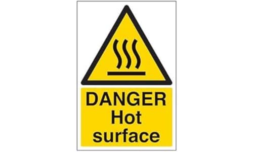 VSafety Schild "Danger Hot Surface", Hochformat, 200 x 300 mm, 1 mm starrer Kunststoff von V Safety