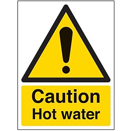vsafety 62006 an-s "Caution Hot Wasser" Achtung Temperatur Schild, selbstklebend, Hochformat, 150 mm x 200 mm x 200 mm, schwarz/gelb von V Safety
