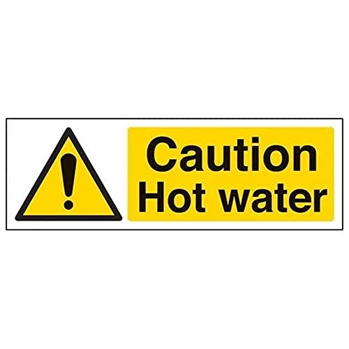 vsafety 62012 ax-r Schild "Caution Hot Wasser" Achtung Temperatur, starrer Kunststoff, Landschaft, 300 mm x 100 mm, schwarz/gelb von VSafety