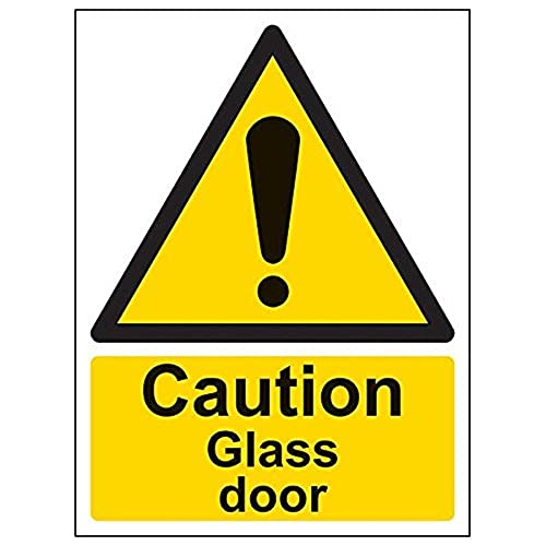 vsafety 63001 an-s "Caution Glas Tür" Zeichen, Hochformat, 150 mm x 200 mm x 200 mm (3 Stück) von VSafety