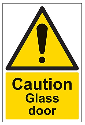 vsafety 63001 au-r "Caution Glas Tür" Achtung Allgemeine Zeichen, starrer Kunststoff, Portrait, 200 mm x 300 mm, schwarz/gelb von VSafety