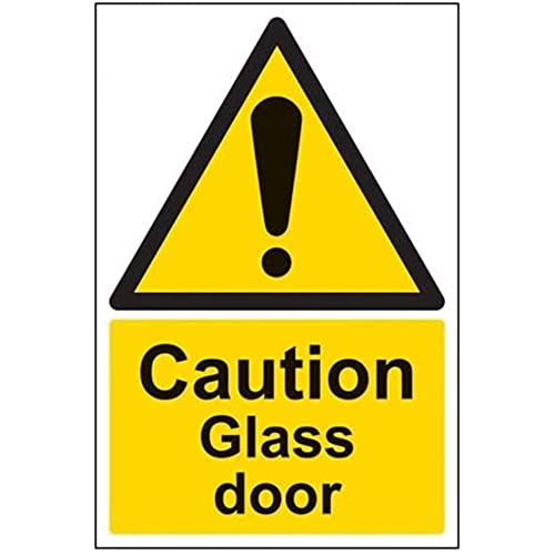 vsafety 63001 au-s "Caution Glas Tür" Achtung Allgemeine Schild, selbstklebend, Portrait, 200 mm x 300 mm, schwarz/gelb von VSafety