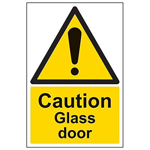 vsafety 63001 au-s "Caution Glas Tür" Sign, Portrait, 200 mm x 300 mm (3 Stück) von VSafety