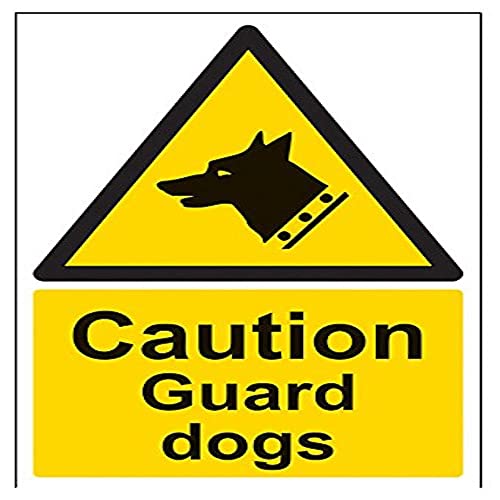 vsafety 63005 au-s "Danger Guard dogs" Achtung Allgemeine Schild, selbstklebend, Porträt, 200 mm x 300 mm, schwarz/gelb von VSafety