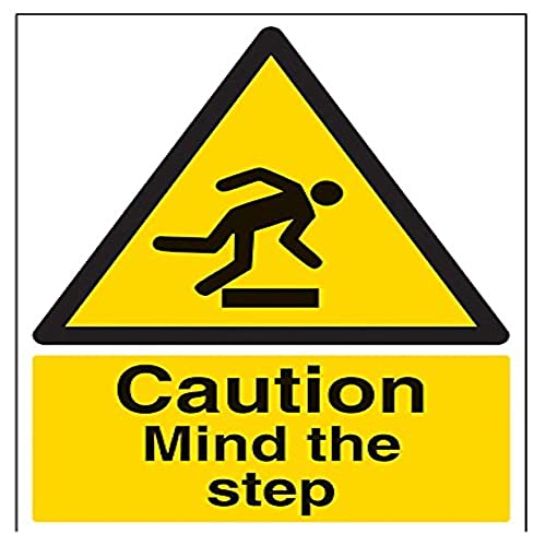 vsafety 63013bc-r "Caution Mind The Step" Achtung General-Zeichen, starrer Kunststoff, Porträt, 300 mm x 400 mm, schwarz/gelb von VSafety