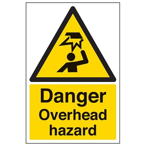 VSafety Danger Overhead Hazard Schild, Hochformat, 200 x 300 mm, 1 mm starrer Kunststoff von V Safety