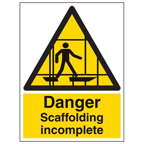 VSafety Danger Scaffolding Incomplete Schild - Hochformat - 300 mm x 400 mm - Vinyl von V Safety