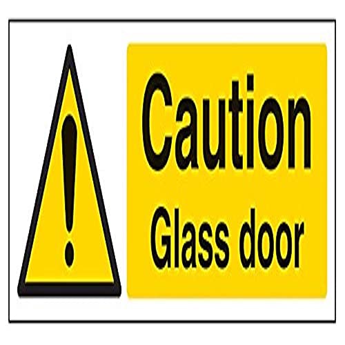 vsafety 63020 ax-s "Caution Glas Tür" Achtung Allgemeine Schild, selbstklebend, Landschaft, 300 mm x 100 mm, schwarz/gelb von VSafety