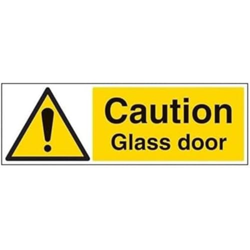 vsafety 63020bp-s "Caution Glas Tür" Achtung Allgemeine Schild, selbstklebend, Landschaft, 600 mm x 200 mm x 200 mm, schwarz/gelb von VSafety