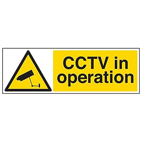 VSafety Schild „CCTV in Operation“, selbstklebendes Vinyl, Querformat, 600 x 200 mm (evtl. nicht in deutscher Sprache) von VSafety