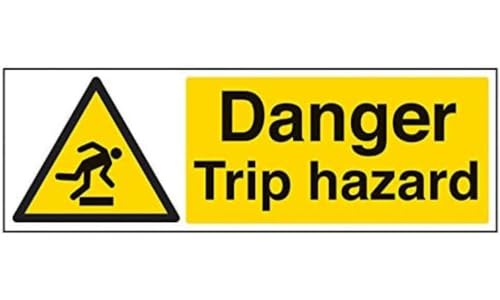 vsafety 63029bj-s "Gefahr Trip Hazard" Achtung General-Zeichen, selbstklebend, Landschaft, 450 mm x 150 mm, schwarz/gelb von VSafety