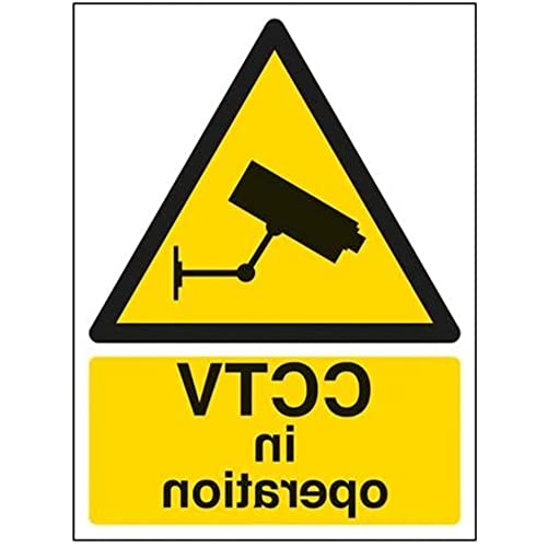 VSafety 63050AN-W „CCTV In Operation“-Warnhinweis, Allgemeines Warnschild, Fensteraufkleber, Hochformat, 150 mm x 200 mm Schwarz/Gelb von VSafety