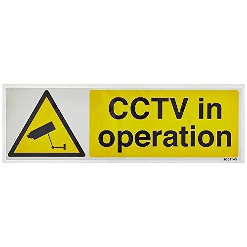 vsafety 63051 ax-w "CCTV in Operation" Achtung Allgemeine Zeichen, Fenster Aufkleber, Landschaft, 300 mm x 100 mm, schwarz/gelb von VSafety