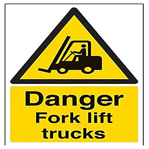 vsafety 64001 au-r "Gefahr Gabel Lift Trucks" Warnung Fahrzeug-Zeichen, starrer Kunststoff, Porträt, 200 mm x 300 mm, schwarz/gelb von VSafety