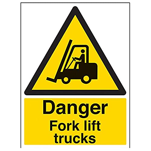 vsafety 64001bc-r "Gefahr Gabel Lift Trucks" Warnung Fahrzeug-Zeichen, starrer Kunststoff, Porträt, 300 mm x 400 mm, schwarz/gelb von VSafety