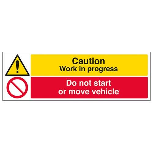 VSafety Caution Working Progress/Do Not Start Fahrzeugschild, Querformat, 450 x 150 mm, 1 mm von V Safety