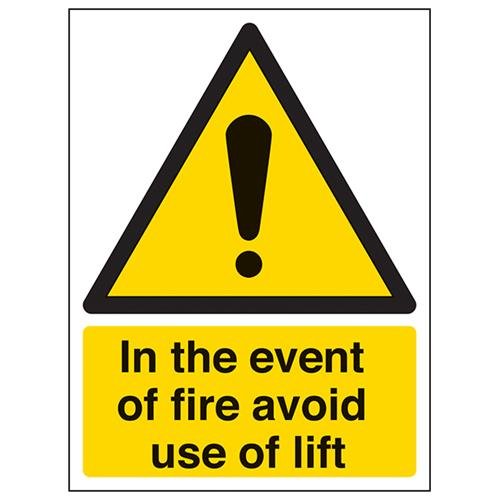 VSafety In The Event Of Fire Avoid Use Of Lift Schild - Hochformat - 150 mm x 200 mm - Vinyl von V Safety