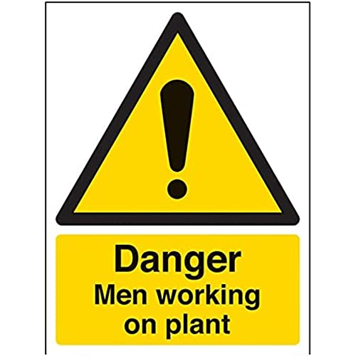 VSafety Danger Men Working On Plant Schild – Hochformat – 150 mm x 200 mm – selbstklebendes Vinyl von V Safety