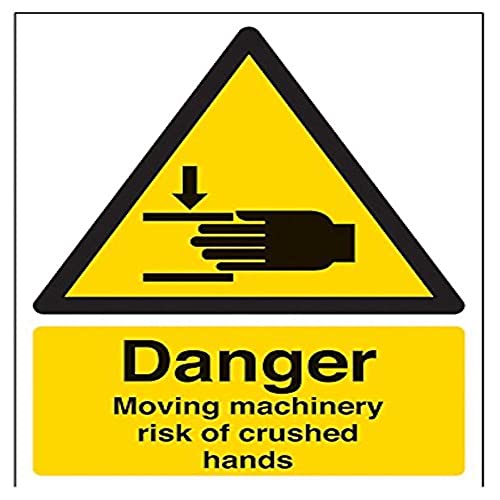 VSafety Danger Moving Machinery Risk Of Trapped Hands Schild, Hochformat, 150 x 200 mm, 1 mm starrer Kunststoff von V Safety