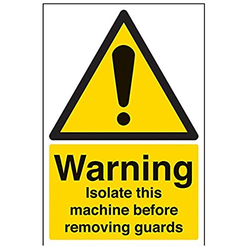 VSafety Warning Isolate This Machine Before Removing Guards Schild, Hochformat, 200 x 300 mm, 1 mm starrer Kunststoff von V Safety