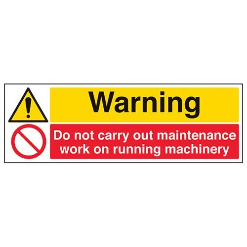 vsafety 65043bp-s "Achtung/Wartungsarbeiten auf Running Maschinen," Achtung Maschinen-Zeichen, selbstklebend, Landschaft, 600 mm x 200 mm x 200 mm, schwarz/rot/gelb von VSafety