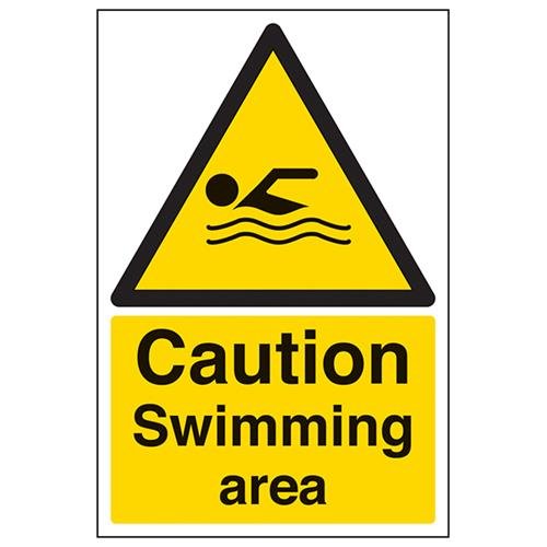 VSafety Schild mit Aufschrift "Caution Swimming Area", Hochformat, 200 x 300 mm, 1 mm starrer Kunststoff von V Safety