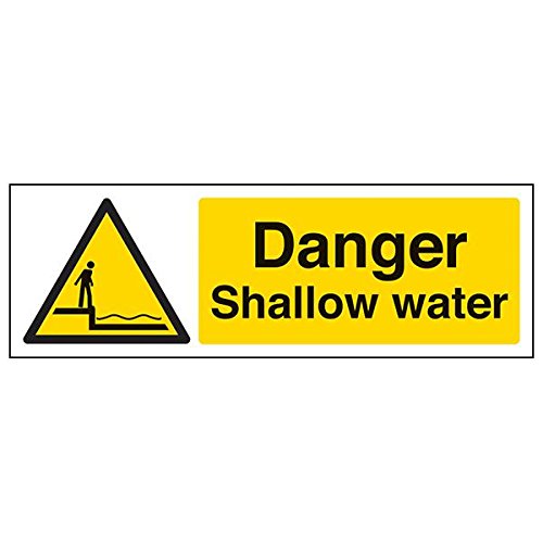 vsafety 66010 ax-r"Gefahr Shallow Water" Sign, Landschaft, 300 mm x 100 mm (3 Stück) von VSafety