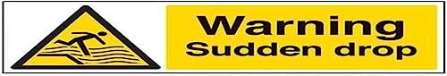 vsafety 66012bj-r "Warnung plötzlichen Drop" Achtung Wasser Schild, starrer Kunststoff, Landschaft, 450 mm x 150 mm, schwarz/gelb von VSafety