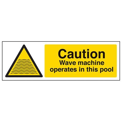 VSafety Schild mit Aufschrift "Caution Wave Machine Operate In This Pool", Querformat, 300 x 100 mm, 1 mm Hartkunststoff von V Safety