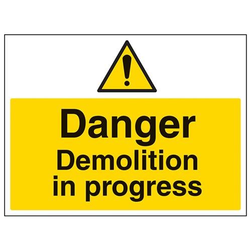 vsafety 67007bf-r "Danger Demolition In Progress" Achtung Building Zeichen, starrer Kunststoff, Landschaft, 400 mm x 300 mm, schwarz/gelb von VSafety