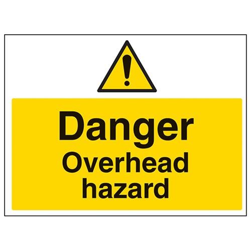 VSafety Danger Overhead Hazard Warnschild – Querformat, 400 mm x 300 mm, Vinyl von V Safety