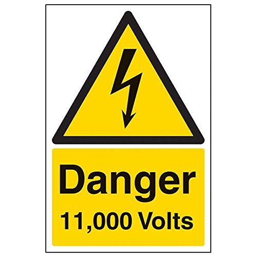 vsafety 68010 au-s "Gefahr 11.000 Volt" Sign, Portrait, 200 mm x 300 mm (3 Stück) von VSafety