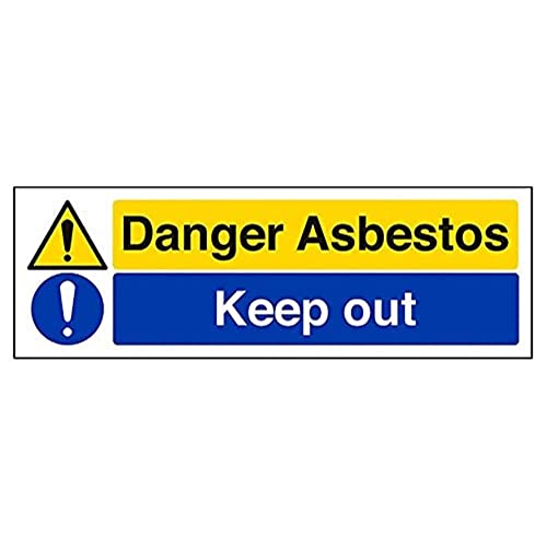 vsafety 6b010ax-s "Gefahr Asbest Keep Out" Achtung-Zeichen, selbstklebendes Vinyl, Landschaft, 300 mm x 100 mm, schwarz/blau/gelb von VSafety