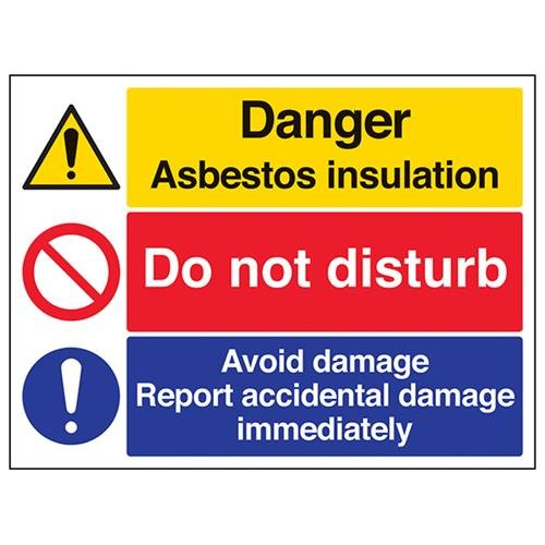 vsafety 6b016bf-r "Asbest Isolation////DO NOT DISTURB/vermeiden Beschädigungen" Achtung-Zeichen, starrer Kunststoff, Landschaft, 400 mm x 300 mm, schwarz/blau/rot/gelb von VSafety