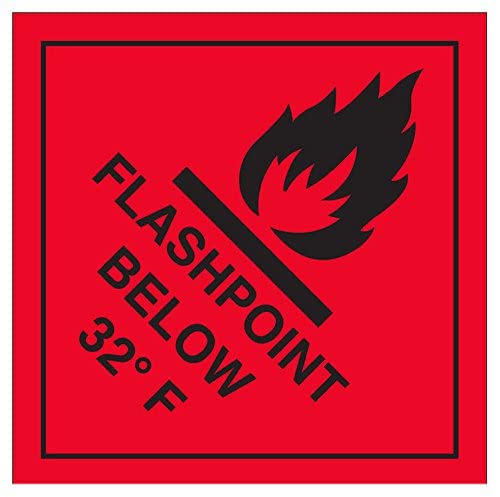 vsafety 6d007af-s "Flashpoint unten 32 F" Warnung Hazard Diamanten Zeichen, selbstklebendes Vinyl, quadratisch, 100 mm x 100 mm, schwarz/rot von VSafety
