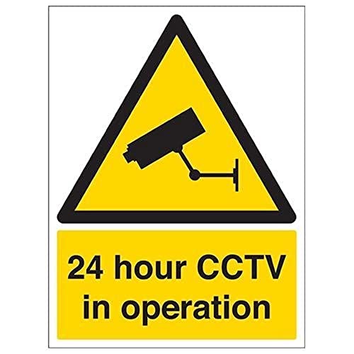 vsafety 6e001bc-s "24 Stunde CCTV in Operation" Warnung Sicherheit Zeichen, selbstklebendes Vinyl, Portrait, 300 mm x 400 mm, schwarz/gelb von VSafety