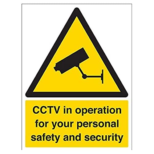 vsafety 6e002bc-r "CCTV in Operation für Ihre persönliche Sicherheit und Sicherheit" Achtung-Zeichen, starrer Kunststoff, Porträt, 300 mm x 400 mm, schwarz/gelb von VSafety