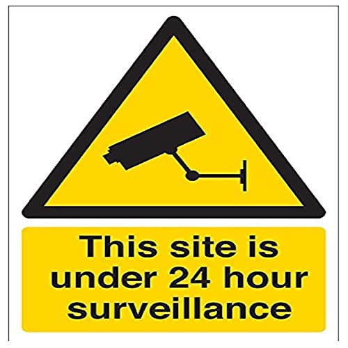 vsafety 6e003an-s "Diese Seite ist im 24 Stunden" Achtung Sicherheit Überwachung-Zeichen, selbstklebendes Vinyl, Porträt, 150 mm x 200 mm x 200 mm, schwarz/gelb von VSafety