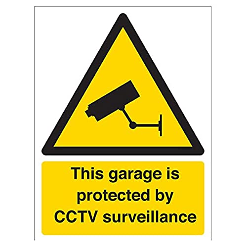 vsafety 6e007an-s "Dieser Garage ist durch CCTV Überwachung" Warnung Sicherheit Zeichen, selbstklebendes Vinyl, Hochformat, 150 mm x 200 mm x 200 mm, schwarz/gelb von VSafety