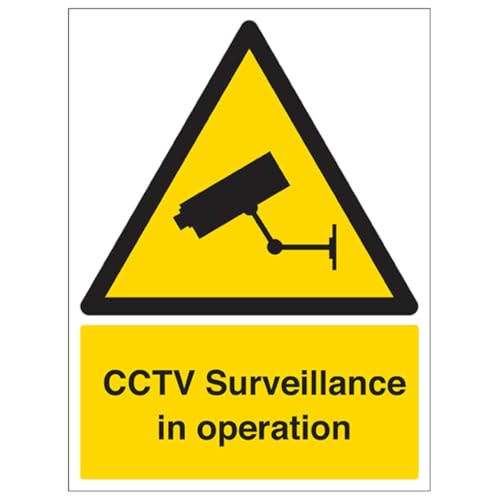 vsafety 6e009an-r "CCTV Überwachung in Operation" Achtung Sicherheit Zeichen, starrer Kunststoff, Hochformat, 150 mm x 200 mm x 200 mm, schwarz/gelb von VSafety
