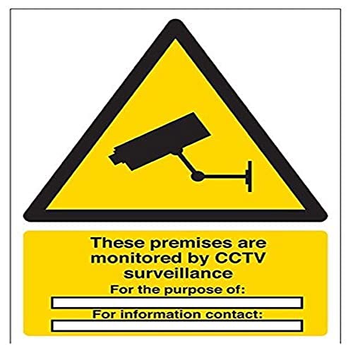 vsafety 6e034an-r "Premises are unter CCTV Überwachungskamera/zum Zweck der" Warnung Sicherheit Zeichen, starrer Kunststoff, Hochformat, 150 mm x 200 mm x 200 mm, schwarz/gelb von VSafety