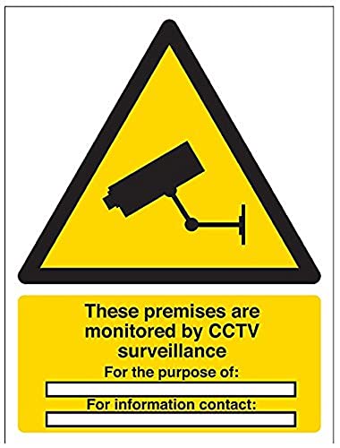 vsafety 6e034an-s "Premises are unter CCTV Überwachungskamera/zum Zweck der" Warnung Sicherheit Zeichen, selbstklebendes Vinyl, Hochformat, 150 mm x 200 mm x 200 mm, schwarz/gelb von VSafety