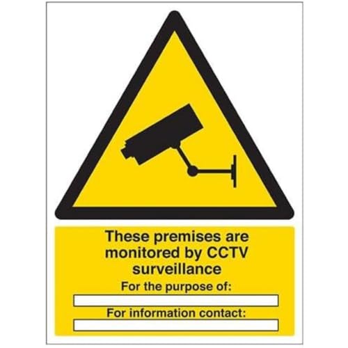 vsafety 6e034bc-r "Premises are unter CCTV Überwachungskamera/zum Zweck der" Warnung Sicherheit Zeichen, starrer Kunststoff, Portrait, 300 mm x 400 mm, schwarz/gelb von VSafety