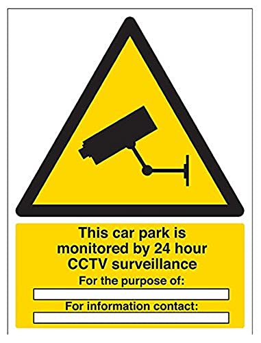VSafety Cctv This Car Park Is Under 24 Hour Cctv Überwachungsschild – Hochformat – 300 mm x 400 mm – selbstklebendes Vinyl von V Safety
