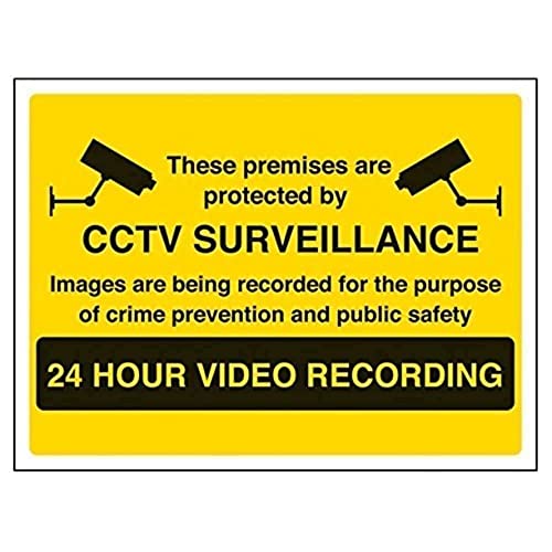 vsafety 6e039ar-r "CCTV Überwachung/24 Stunde Video Recording" Achtung Sicherheit Zeichen, starrer Kunststoff, Landschaft, 200 mm x 150 mm, schwarz/gelb von VSafety