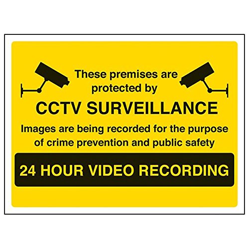 vsafety 6e039ar-s "CCTV Überwachung/24 Stunde Videoaufnahme" Sign, 200 mm x 150 mm (Pack von 3) von VSafety