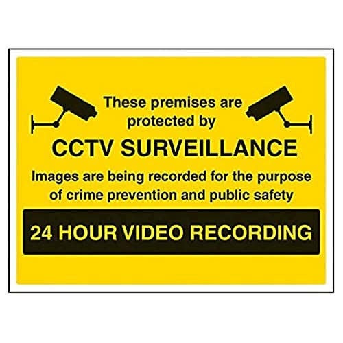 vsafety 6e039bf-r "CCTV Überwachung/24 Stunde Video Recording" Achtung Sicherheit Zeichen, starrer Kunststoff, Landschaft, 400 mm x 300 mm, schwarz/gelb von VSafety