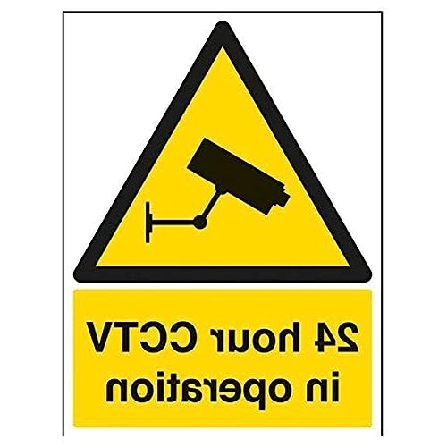 vsafety 6e050bc-w "24 Stunde CCTV in Operation" Warnung Sicherheit Zeichen, Fenster Aufkleber, Portrait, 300 mm x 400 mm, schwarz/gelb von VSafety