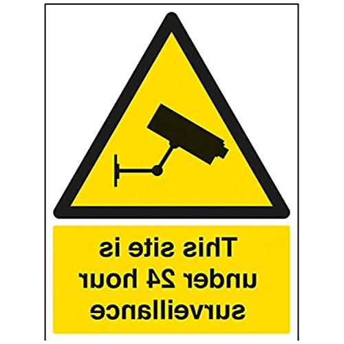 vsafety 6e051bc-w "Diese Seite ist im 24 Stunden Überwachung" Warnung Sicherheit Zeichen, Fenster Aufkleber, Portrait, 300 mm x 400 mm, schwarz/gelb von VSafety